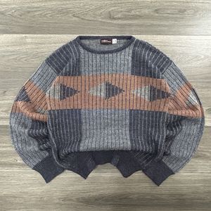 Vintage Grandpa Grunge Sweater Adult Large Geometric USA 80s 90s Knit Wool